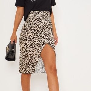 Leopard Print Wrap Pencil Skirt